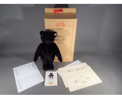 Steiff - a Steiff teddy bear entitled Black Jack issued in a limited edition #356 with gold coloured button in ear and white 