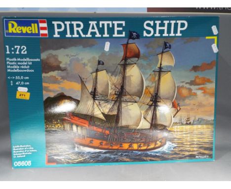 Revell -  Pirate Ship 1:72 scale plastic model kit #05605, appears factory sealed.