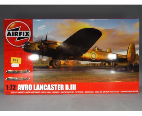 Airfix by Hornby Hobbies - Airfix AVRO Lancaster B.III 1:72 scale model kit #A08013A, 236 parts appears factory sealed.