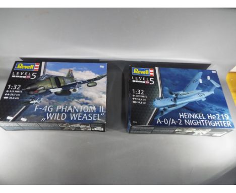 Revell - two boxed kits, Level 5, 1:32 scale F-4G Phantom II 'Wild Weasel' # 04959 and 1:32 scale Heinkel He219 A-0/A-2 Night