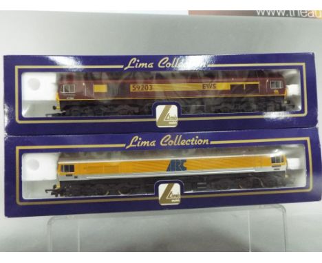 Lima Collection - two OO gauge diesel locomotives comprising class 59203 EWS # L204674 and class 59 101 'Village of Whatley' 