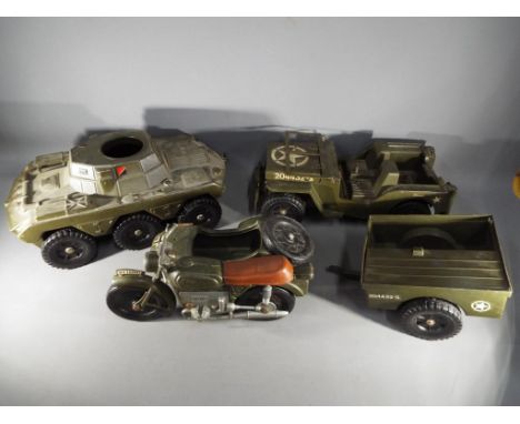 A collection of Cherilea and similar Action Man sized vehicles, playworn.