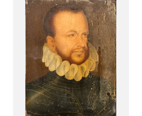 French or Dutch Artist 17. century, portrait of gentleman in armour. Oil on oak panel. 20 x 16 cm.