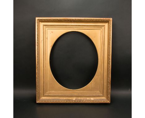 Collectors Frame, In classicistic style , decorated with frieze , curved and stapped rebates , oval wooden passepartout , gil