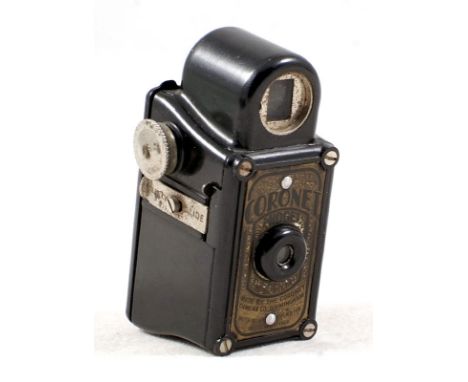 Black Coronet Midget Sub Miniature Camera.  Black Coronet Midget sub-miniature camera with take-up spool. No Chips, wear to n
