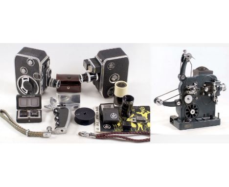 Bolex Cine Items. Rare Paillard Bolex DA dual format cine projector for 9.5mm & 8mm (untested); Paillard Bolex B8 cine camera