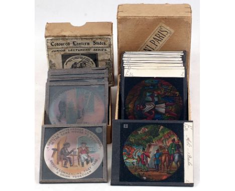 Magic Lantern Slides, Various.  2 sets of Magic Lantern slides; "The Sweep & the Whitewasher" (8 slides) "Ali Baba" (12 slide