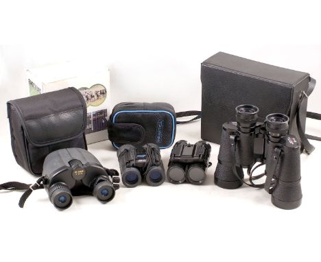 Zoom & Other Binoculars.  Tasco 8x40 binoculars in case; Sunagor Series 8 Ultra Compact 9-25x25 zoom binoculars in soft case,