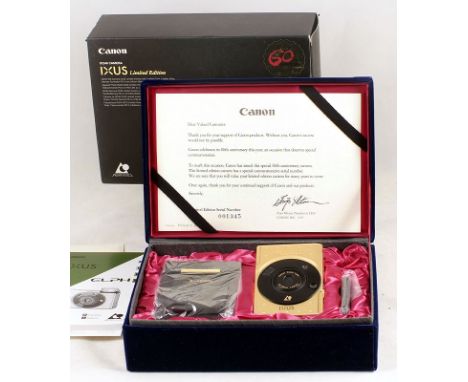 Gold Plated Canon Ixus 240 APS Camera Set. The camera has a 18K gold plating and is #1345 from this special edition commemora