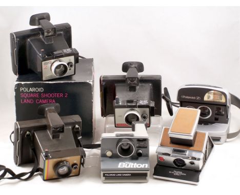 SX-70 & Other Polaroid Cameras.  6 Polaroid instant print cameras, SX-70 (Alpha 1), Button, 600P & others. (unable to test wi