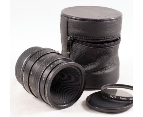 Leitz 60mm f2.8 Macro-Elmarit-R 3-cam lens #3015195, Leica R fit (condition 6F) Leica front and rear lens caps, Hoya 55mm UV 