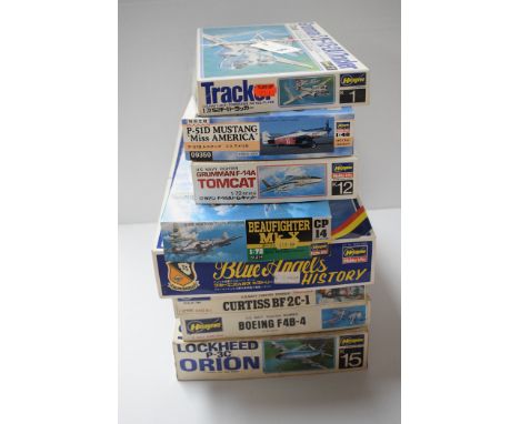 Hasegawa model constructor kits, aircraft in various scales.