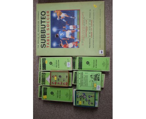 Subbuteo sets, to include: Continental Club Edition boxed set, 00-scale players; goal; and match score recorder, all boxed.
