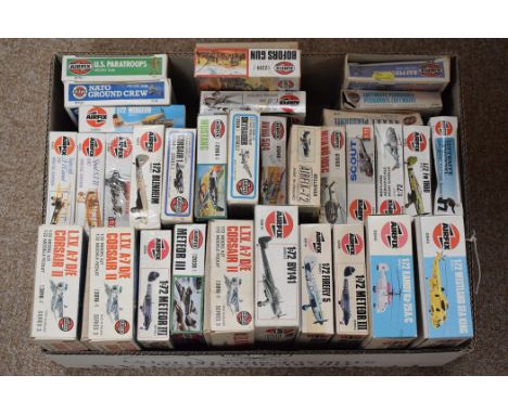 Airfix model constructor kits, mainly 1:72 scale aircraft, figures, guns and others.