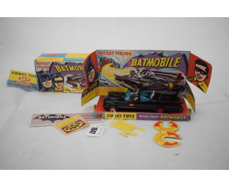 Corgi Toys rocket firing Batmobile with Batman and Robin, 267, to include: Batmobile, figures, instructions, missiles, sticke