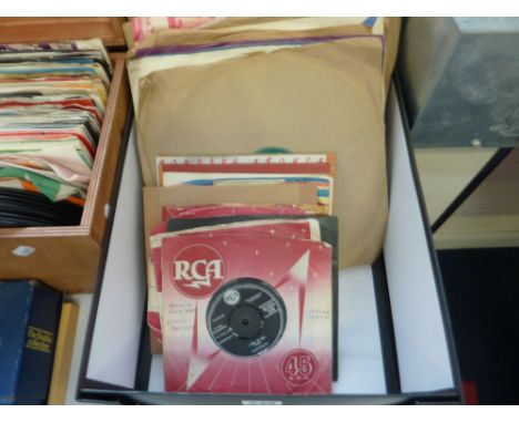 A BOX OF 78'S AND SINGLES, artists include Elvis Presley, The Rolling Stones etc