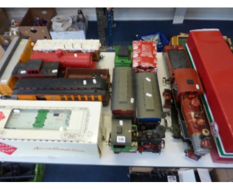 A COLLECTION OF BOXED AND UNBOXED G SCALE MODEL RAILWAY LOCOMOTIVES, ROLLING STOCK, TRACK AND CONTROLLERS, to include boxed L