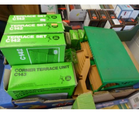 A QUANTITY OF BOXED AND UNBOXED SUBBUTEO ACCESSORIES, to include unboxed stadium (C140), three boxed terrace sets (C142), two
