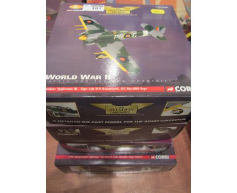 Four Corgi Aviation Archive World War II die-cast model scale 1:72 AA36502 AA34306 AA36801 AA36602 (4)