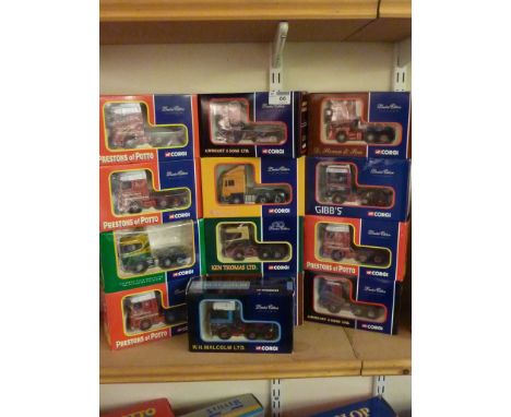 Thirteen Corgi Limited Edition die-cast model truck tractor units CC13208, CC13208, CC13208, CC13208, CC12206, CC12417, CC127