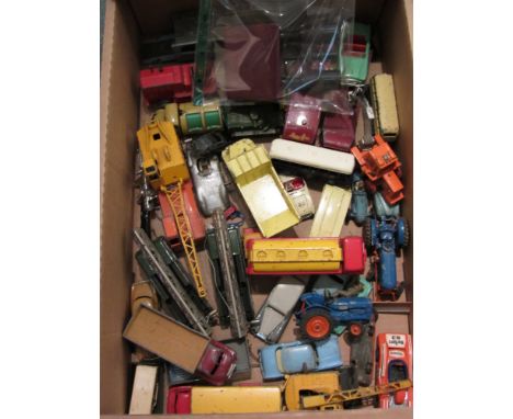 Dinky, Tri-Ang and other vintage die-cast model vehicles, traveller's domino set, binoculars and other items in one box 