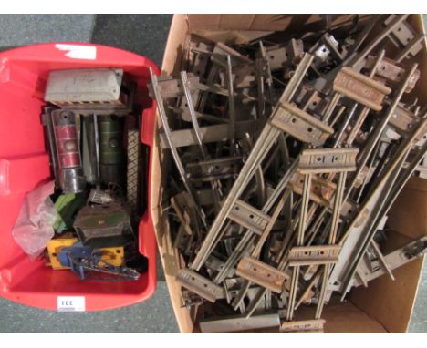 Vintage Hornby by Meccano clockwork trains and track in two boxes 