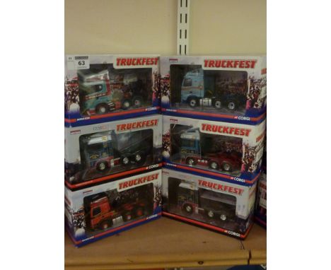 Six Corgi Truckfest die-cast model tractor units CC13704, CC15203, CC13908, CC14004, CC13220, CC15203 (6)