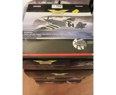 Four Corgi Aviation Archive limited edition die-cast model scale 1:72 AA38702 Spitfire PRXIX, PM631, AA37301DH Vampire FBMk5,