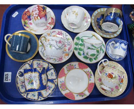 Royal Worcester Coffee Cups and Saucers, including Millennium, Persian Flowers, Scale Blue (10):- One Tray,