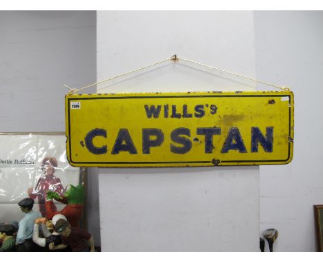 A Wills Capstan Yellow Enamel Sign, with blue lettering, 71cm wide.