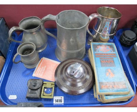 A XIX Century Old Sheffield Plate Tankard, stamped Smith Co near the rim, XIX Century pewter tankards, vintage Barholomew's o