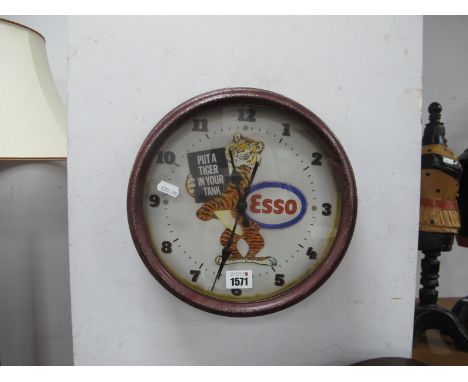 Advertising - Esso Put a Tiger in Your Tank Wall Clock, 31cm diameter.