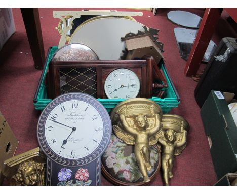 Gilded Wall Brackets, footstool, cuckoo clock, other clocks:- One Box