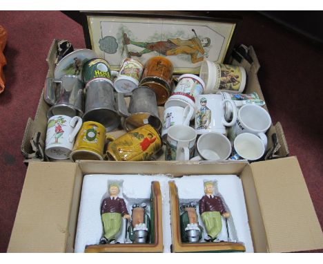 Golf - Harry Vardon Ceramic Tile Picture, pottery mugs, resin bookends:- One Box.