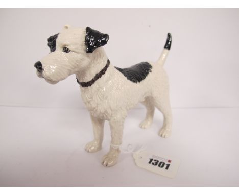 A Peggy Davies Model of a Cute Fox Terrier Dog Called Patch, 13cm high.
