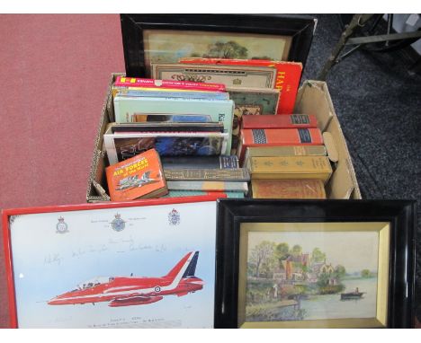 Rover Car Workshop Manual, 1950 Royal Air Force, 75th Anniversary Red Arrows print, German books, etc:- One Box.