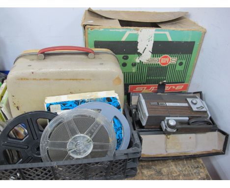 Kodak Brownie 8mm Projector, ten 8mm/Super 8 cartoons/comedies, including Charlie Chaplin, Laurel and Hardy, Popeye, Eumig Su