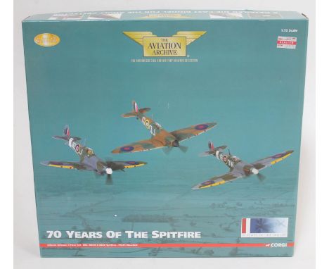 Corgi The Aviation Archive 70 Years of the Spitfire Johnnie Johnson 3 Piece Set - MkI, MkVB &amp; MkIX Spitfires, AA99189, 1: