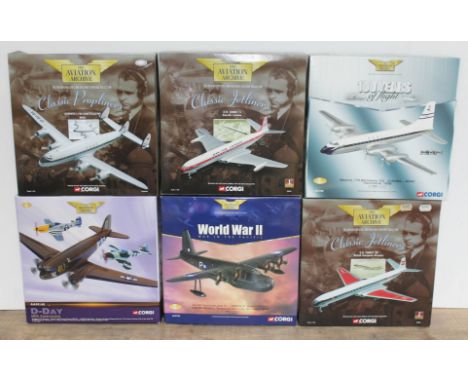 6x Corgi The Aviation Archive 1:144 scale die-cast models comprising Classic Jetliners D.H. Comet 4 Dan-Air London 1st Issue 