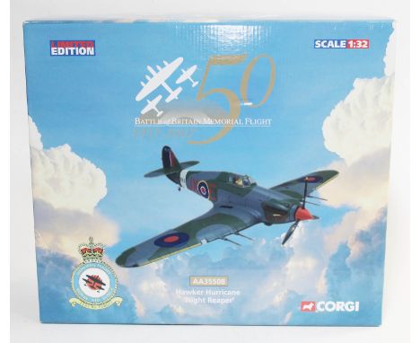 Corgi Battle of Britain Memorial Flight 1957-2007 Hawker Hurricane 'Night Reaper', AA35508, 1:32 scale die-cast model, limite
