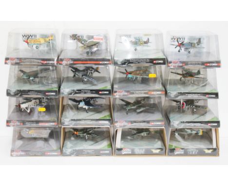 16x Corgi WWII Legends 1:72 and 1:144 scale die-cast model aeroplanes. UK P&amp;P £20+VAT&nbsp;Condition - excellent, 13 of t