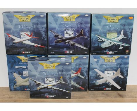 7x Corgi The Aviation Archive Military 1:144 scale die-cast models comprising Bristol Britannia 312F 'XX-367' 'Team Spirit' A