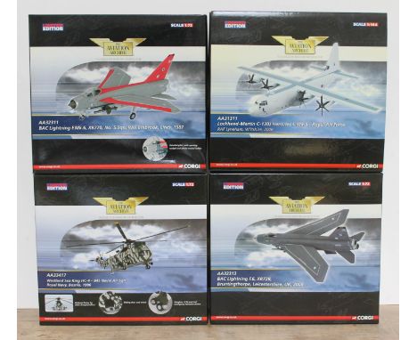 4x Corgi The Aviation Archive limited edition 1:72 and 1:144 scale die-cast models comprising Lockheed-Martin C-130J Hercules