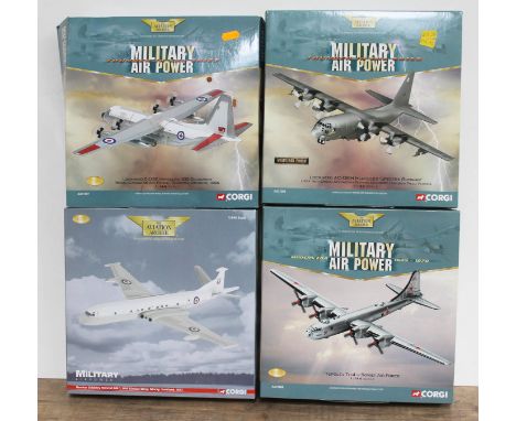 4x Corgi The Aviation Archive Military Air Power and Thunder in the Skies 1:144 scale die-cast models comprising Hawker Sidde