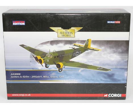 Corgi The Aviation Archive Junkers Ju-52/3m - 2KGzbV1, Milos, Greece, 1941, AA36906, 1:72 scale die-cast model, limited editi
