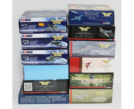 12x Corgi The Aviation Archive 1:72 and 1:144 scale die-cast model aeroplanes including three limited edition, Predators of t