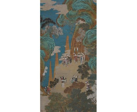 Anonymous Chinese School, Court ladies, 19th century, Qing Dynasty, ink and colour on silk, scroll, picture size 125cm x 63cm