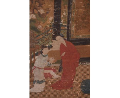 Anonymous Chinese School, Court lady, 18th/19th century, Qing Dynasty, ink and colour on silk, scroll, picture size 75cm x 45