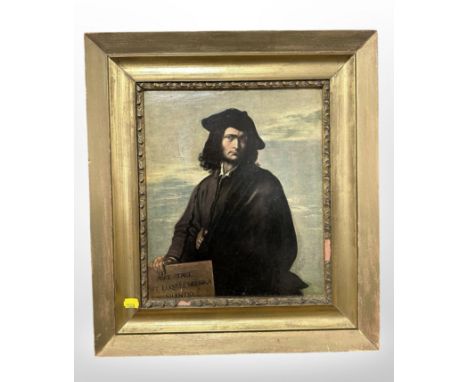 After Salvador Rosa (1615-1673) : Self portrait, colour print, 31cm x 26cm.