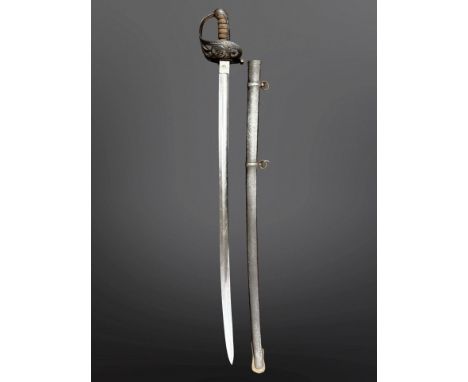 A Victorian British 1845 pattern rifle officer's sword, 82cm blade engraved 'Manchester Volunteer Rifles', with steel scabbar